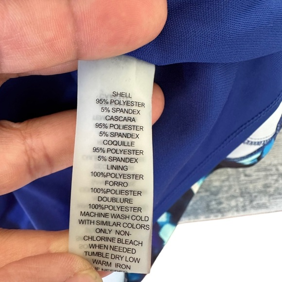 Vince Camuto Womens Blue Floral Print Fit & Flare Midi‎ Dress Size 14 - Picture 8 of 13